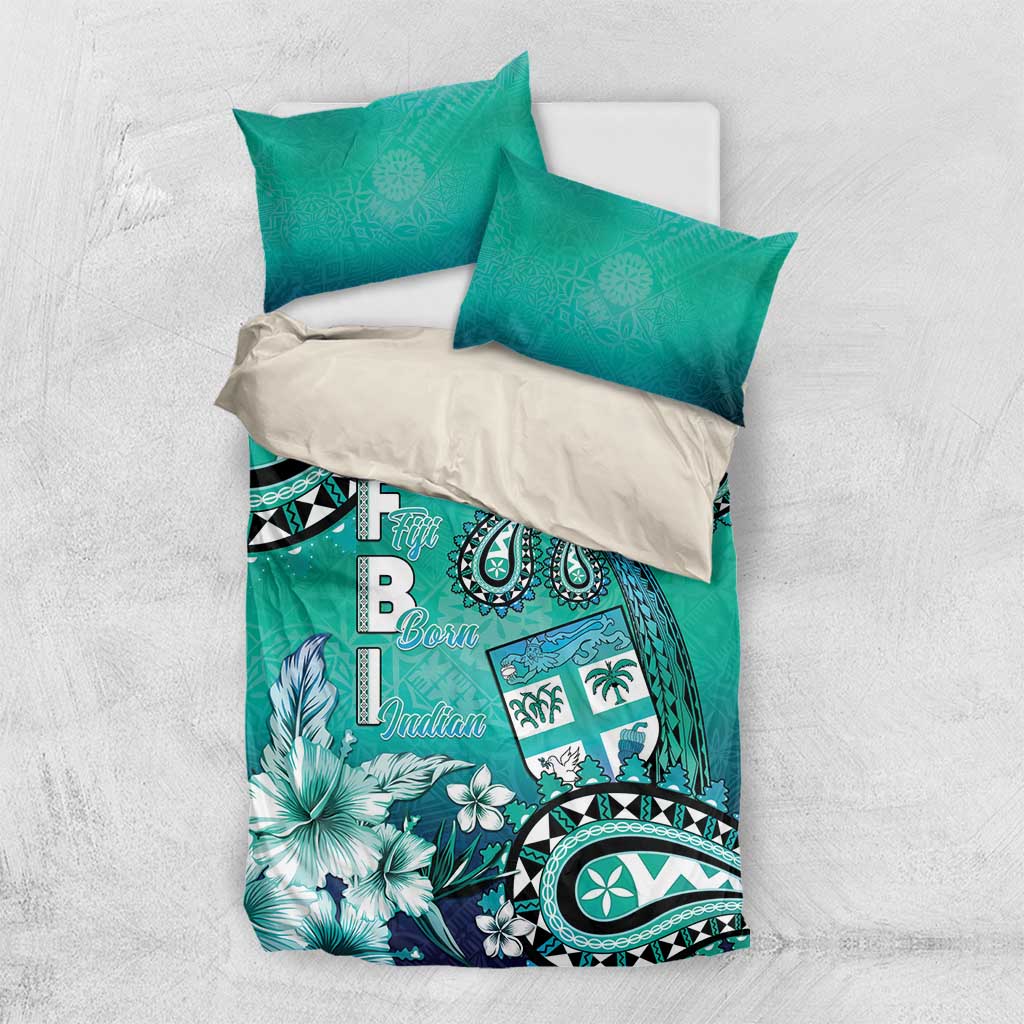 Fiji Born Indian Bedding Set Palm Paisley With Tapa Pattern