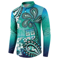 Fiji Born Indian Button Sweatshirt Palm Paisley With Tapa Pattern LT05 - Polynesian Pride