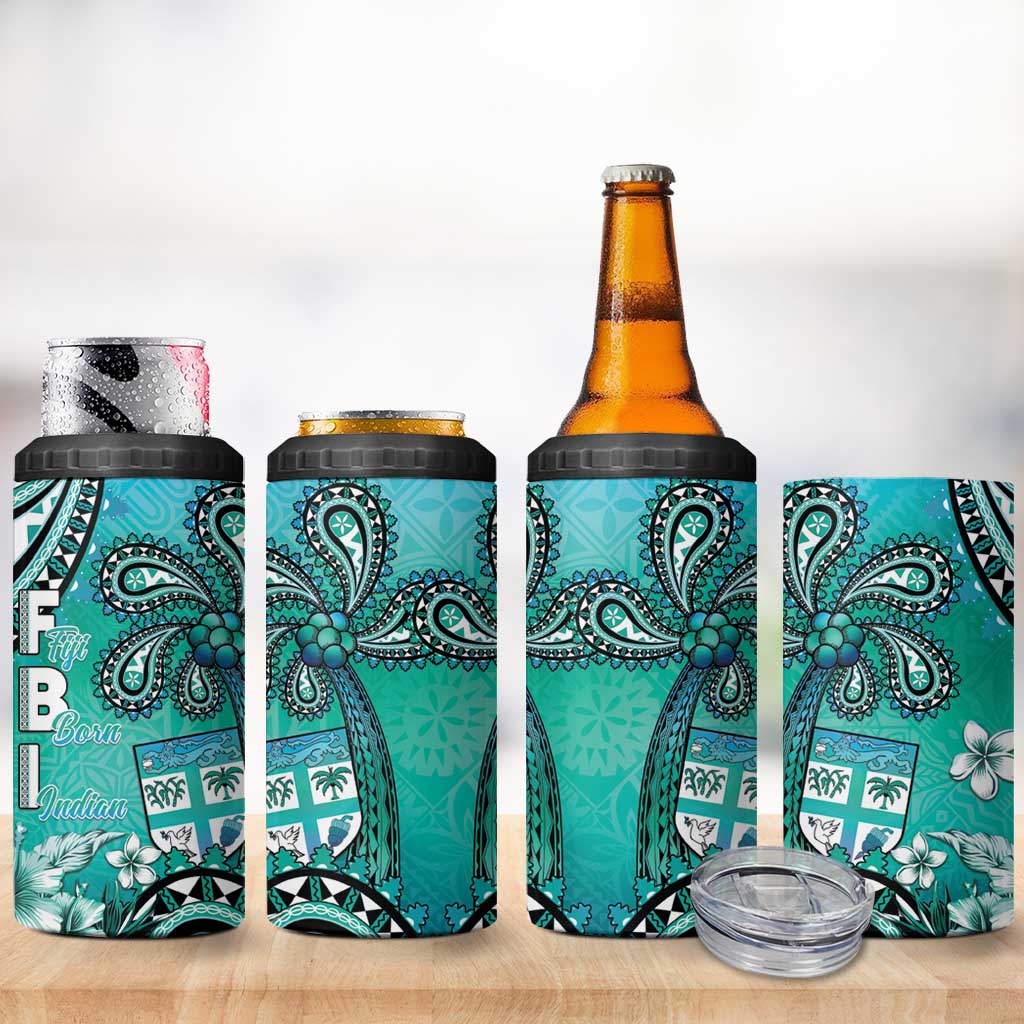 Fiji Born Indian 4 in 1 Can Cooler Tumbler Palm Paisley With Tapa Pattern LT05 - Polynesian Pride