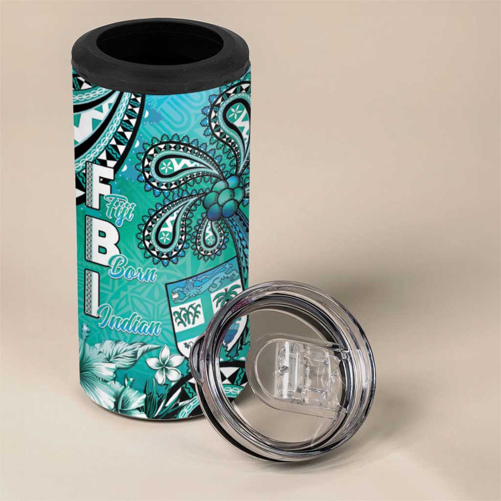 Fiji Born Indian 4 in 1 Can Cooler Tumbler Palm Paisley With Tapa Pattern LT05 - Polynesian Pride