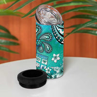 Fiji Born Indian 4 in 1 Can Cooler Tumbler Palm Paisley With Tapa Pattern LT05 - Polynesian Pride