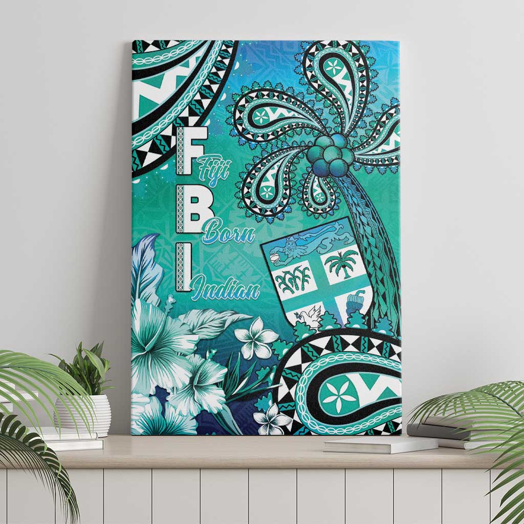 Fiji Born Indian Canvas Wall Art Palm Paisley With Tapa Pattern LT05 - Polynesian Pride