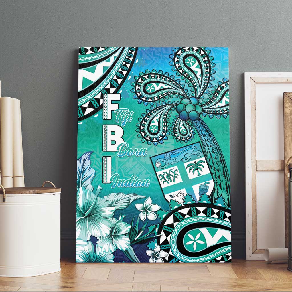 Fiji Born Indian Canvas Wall Art Palm Paisley With Tapa Pattern LT05 - Polynesian Pride