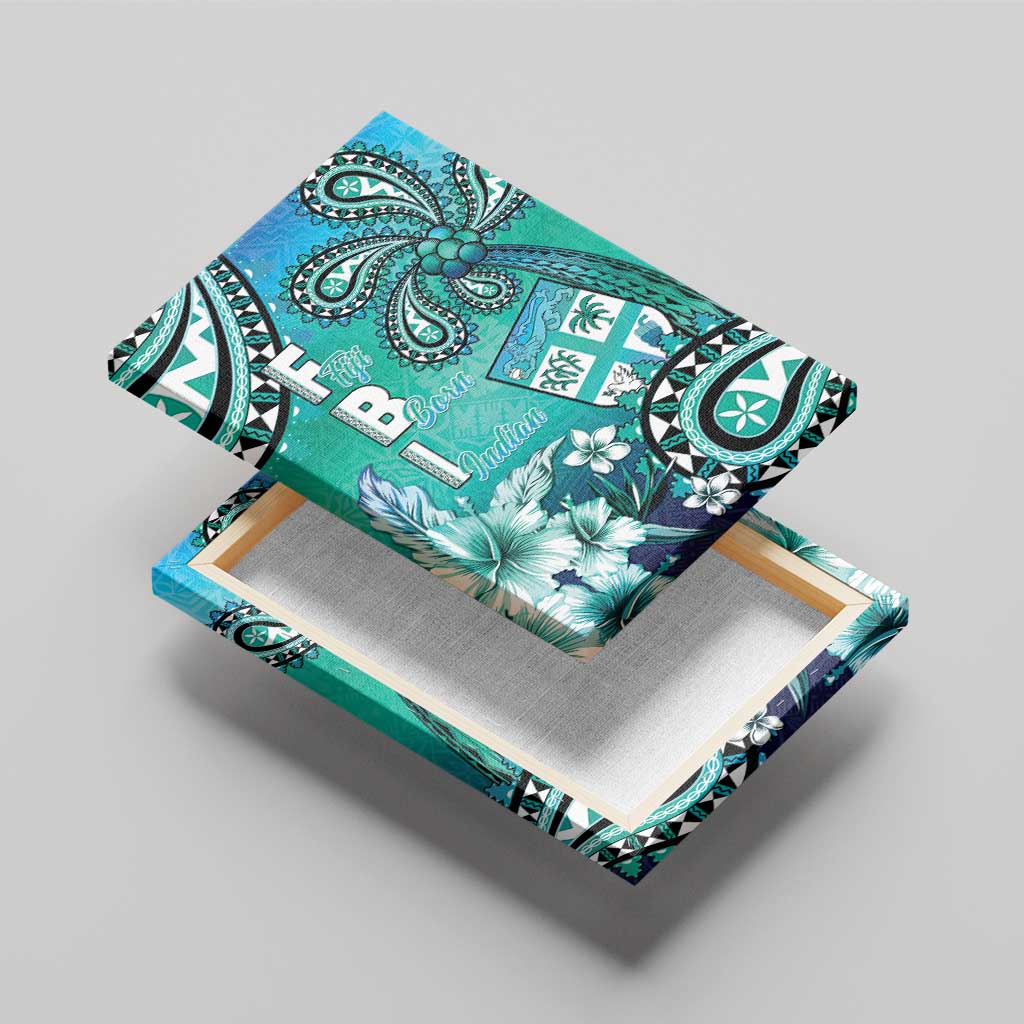 Fiji Born Indian Canvas Wall Art Palm Paisley With Tapa Pattern LT05 - Polynesian Pride