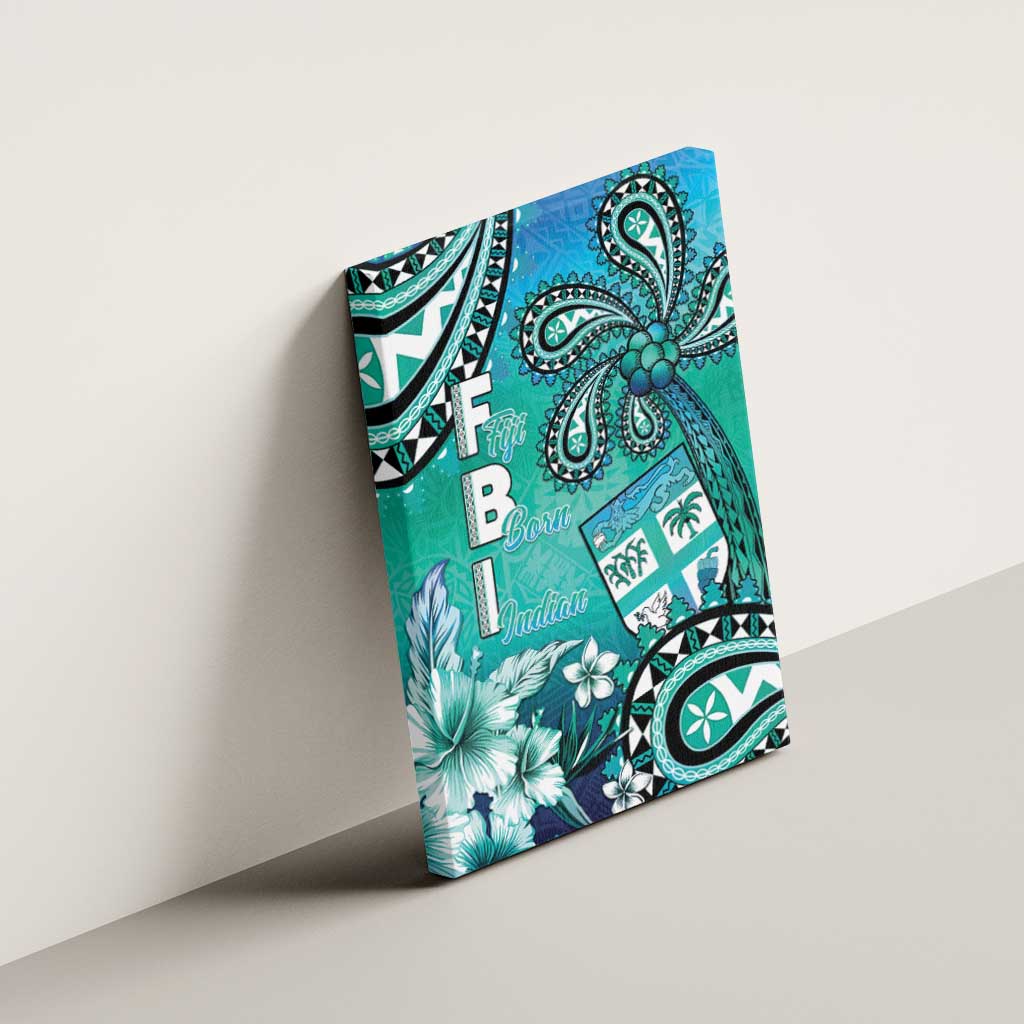 Fiji Born Indian Canvas Wall Art Palm Paisley With Tapa Pattern LT05 - Polynesian Pride