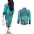 Fiji Born Indian Couples Matching Off The Shoulder Long Sleeve Dress and Long Sleeve Button Shirt Palm Paisley With Tapa Pattern