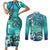 Fiji Born Indian Couples Matching Short Sleeve Bodycon Dress and Long Sleeve Button Shirt Palm Paisley With Tapa Pattern