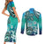 Fiji Born Indian Couples Matching Short Sleeve Bodycon Dress and Long Sleeve Button Shirt Palm Paisley With Tapa Pattern