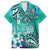Fiji Born Indian Family Matching Off Shoulder Maxi Dress and Hawaiian Shirt Palm Paisley With Tapa Pattern