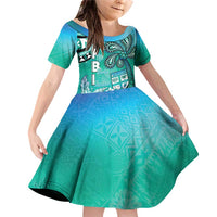 Fiji Born Indian Family Matching Off Shoulder Short Dress and Hawaiian Shirt Palm Paisley With Tapa Pattern