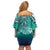 Fiji Born Indian Family Matching Off Shoulder Short Dress and Hawaiian Shirt Palm Paisley With Tapa Pattern