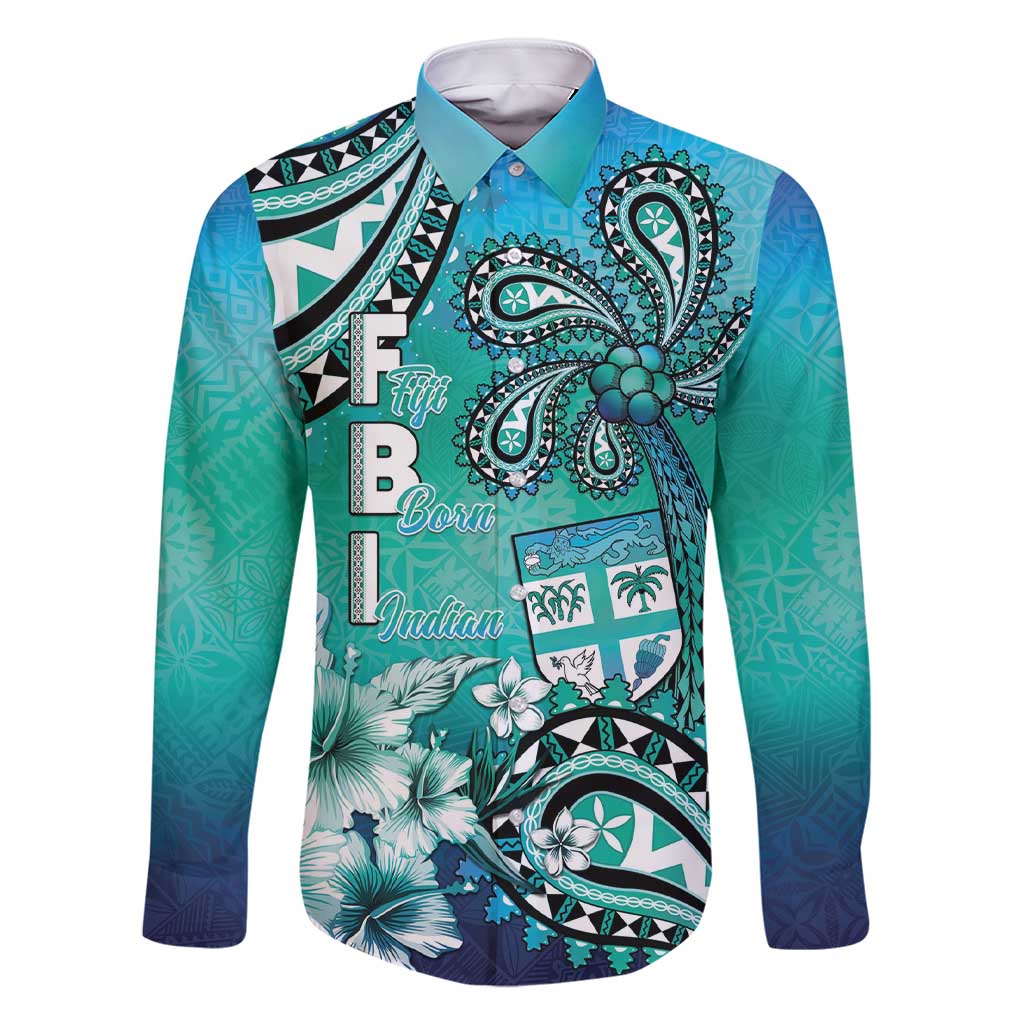 Fiji Born Indian Family Matching Short Sleeve Bodycon Dress and Hawaiian Shirt Palm Paisley With Tapa Pattern