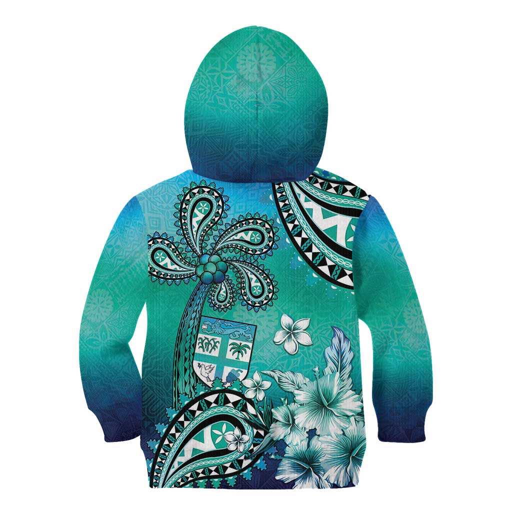 Fiji Born Indian Kid Hoodie Palm Paisley With Tapa Pattern