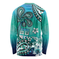 Fiji Born Indian Long Sleeve Shirt Palm Paisley With Tapa Pattern LT05 - Polynesian Pride
