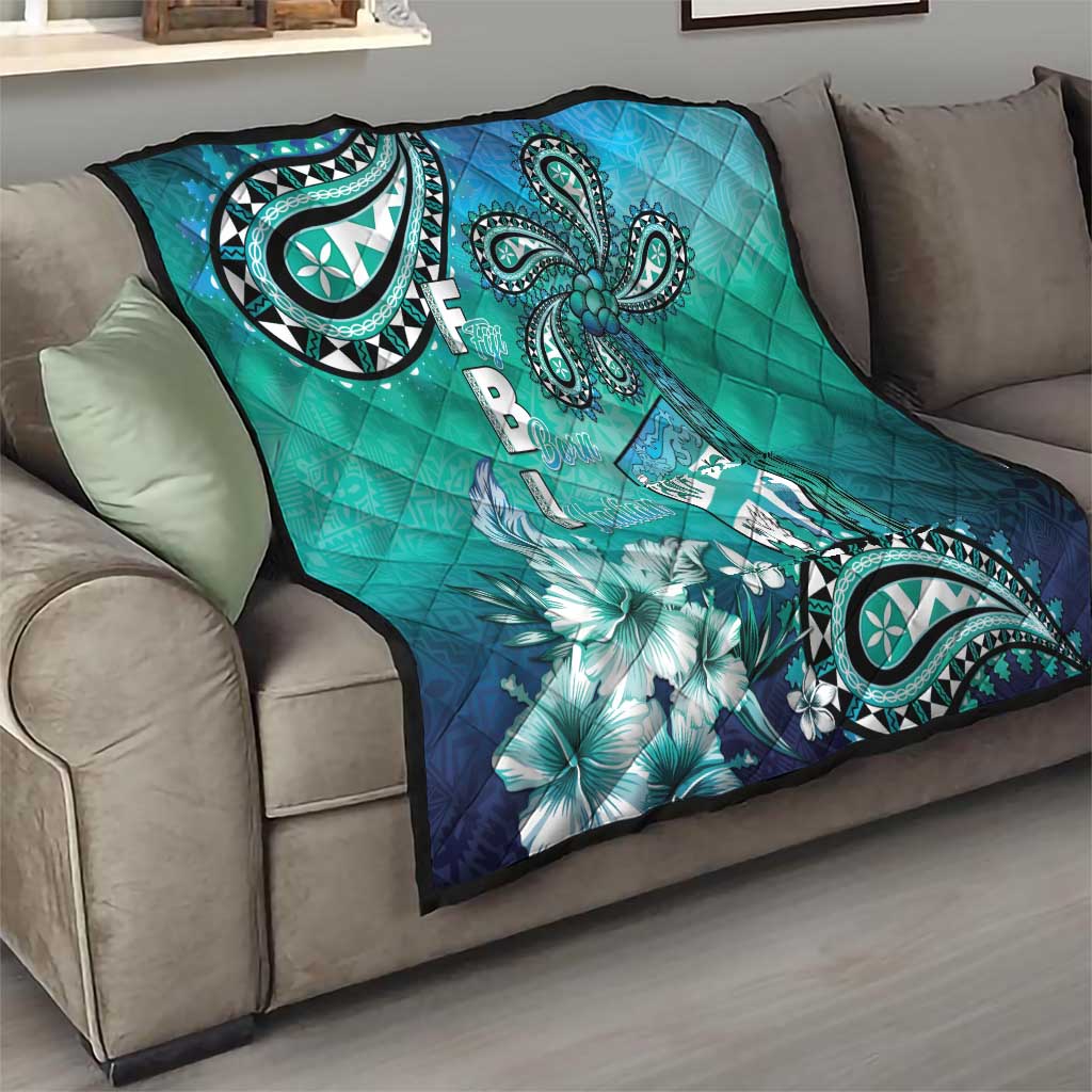 Fiji Born Indian Quilt Palm Paisley With Tapa Pattern