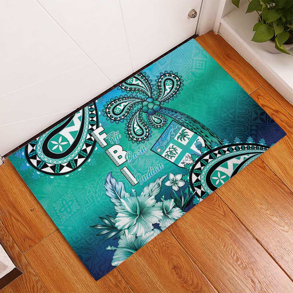 Fiji Born Indian Rubber Doormat Palm Paisley With Tapa Pattern