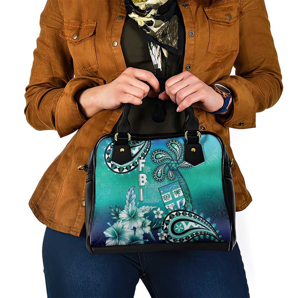 Fiji Born Indian Shoulder Handbag Palm Paisley With Tapa Pattern