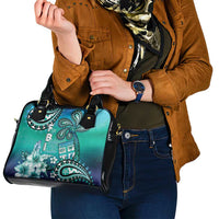 Fiji Born Indian Shoulder Handbag Palm Paisley With Tapa Pattern
