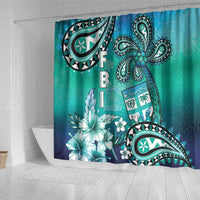 Fiji Born Indian Shower Curtain Palm Paisley With Tapa Pattern LT05 - Polynesian Pride