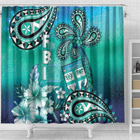 Fiji Born Indian Shower Curtain Palm Paisley With Tapa Pattern LT05 - Polynesian Pride
