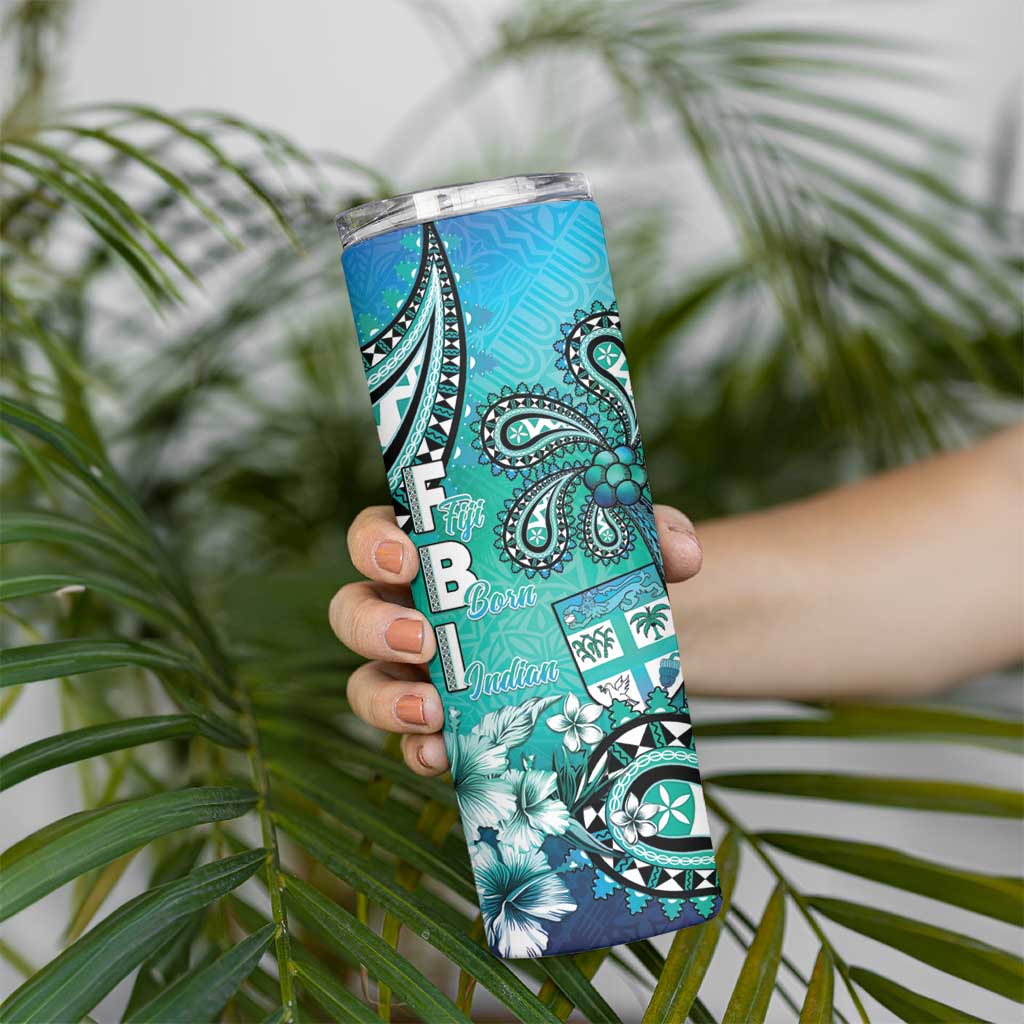 Fiji Born Indian Skinny Tumbler Palm Paisley With Tapa Pattern