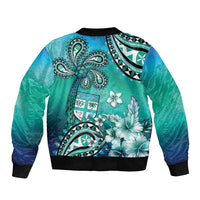 Fiji Born Indian Sleeve Zip Bomber Jacket Palm Paisley With Tapa Pattern LT05 - Polynesian Pride