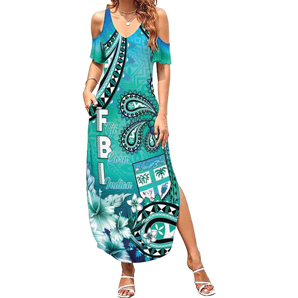 Fiji Born Indian Summer Maxi Dress Palm Paisley With Tapa Pattern
