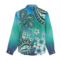 Fiji Born Indian Women Casual Shirt Palm Paisley With Tapa Pattern
