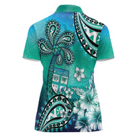 Fiji Born Indian Women Polo Shirt Palm Paisley With Tapa Pattern