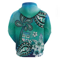 Fiji Born Indian Zip Hoodie Palm Paisley With Tapa Pattern LT05 - Polynesian Pride
