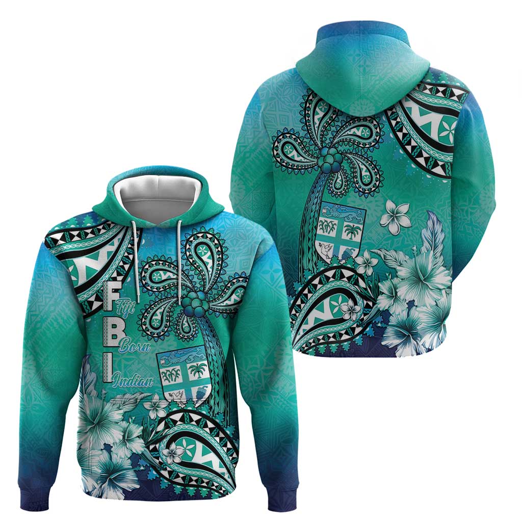 Fiji Born Indian Zip Hoodie Palm Paisley With Tapa Pattern LT05 - Polynesian Pride