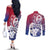 Guam Gadao Couples Matching Off The Shoulder Long Sleeve Dress and Long Sleeve Button Shirt Hafa Adai Micronesian Tribal Pattern