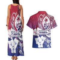 Guam Gadao Couples Matching Tank Maxi Dress and Hawaiian Shirt Hafa Adai Micronesian Tribal Pattern