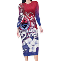 Guam Gadao Family Matching Long Sleeve Bodycon Dress and Hawaiian Shirt Hafa Adai Micronesian Tribal Pattern