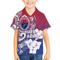 Guam Gadao Family Matching Off Shoulder Short Dress and Hawaiian Shirt Hafa Adai Micronesian Tribal Pattern