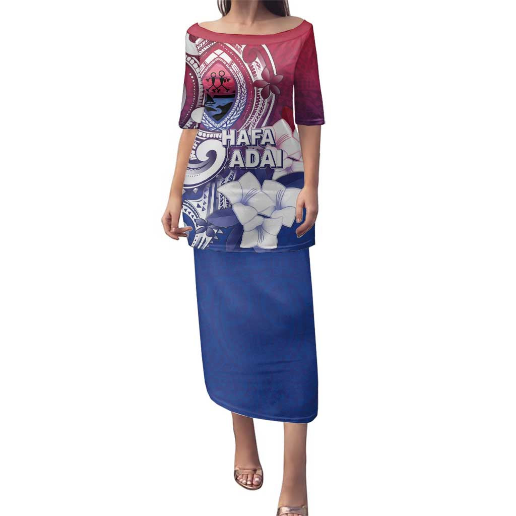 Guam Gadao Family Matching Puletasi and Hawaiian Shirt Hafa Adai Micronesian Tribal Pattern