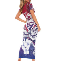 Guam Gadao Family Matching Short Sleeve Bodycon Dress and Hawaiian Shirt Hafa Adai Micronesian Tribal Pattern