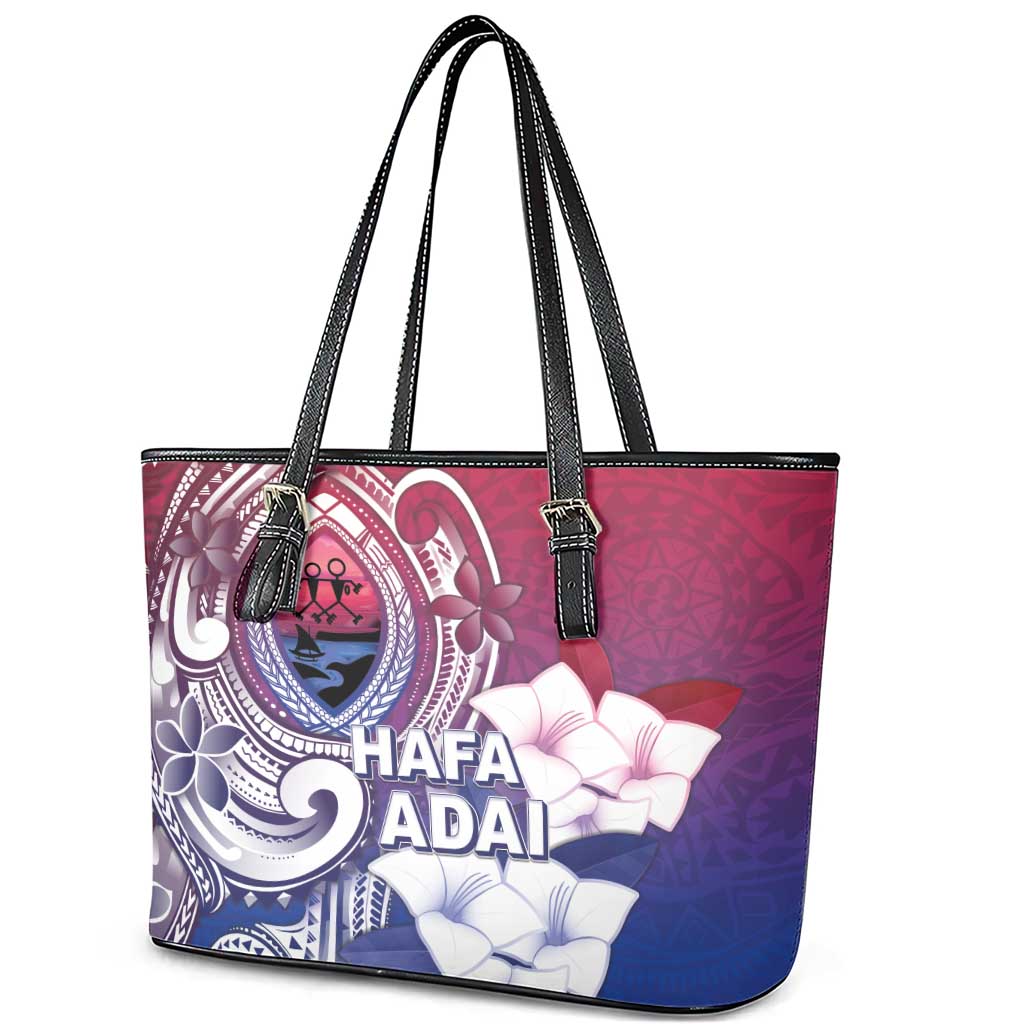 Guam Gadao Leather Tote Bag Hafa Adai Micronesian Tribal Pattern