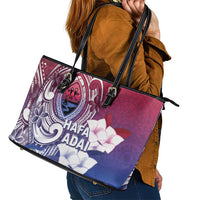 Guam Gadao Leather Tote Bag Hafa Adai Micronesian Tribal Pattern