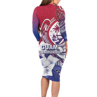 Guam Gadao Long Sleeve Bodycon Dress Hafa Adai Micronesian Tribal Pattern