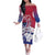 Guam Gadao Off The Shoulder Long Sleeve Dress Hafa Adai Micronesian Tribal Pattern