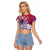 Guam Gadao Raglan Cropped T Shirt Hafa Adai Micronesian Tribal Pattern