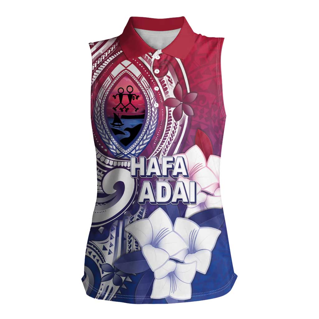 Guam Gadao Women Sleeveless Polo Shirt Hafa Adai Micronesian Tribal Pattern