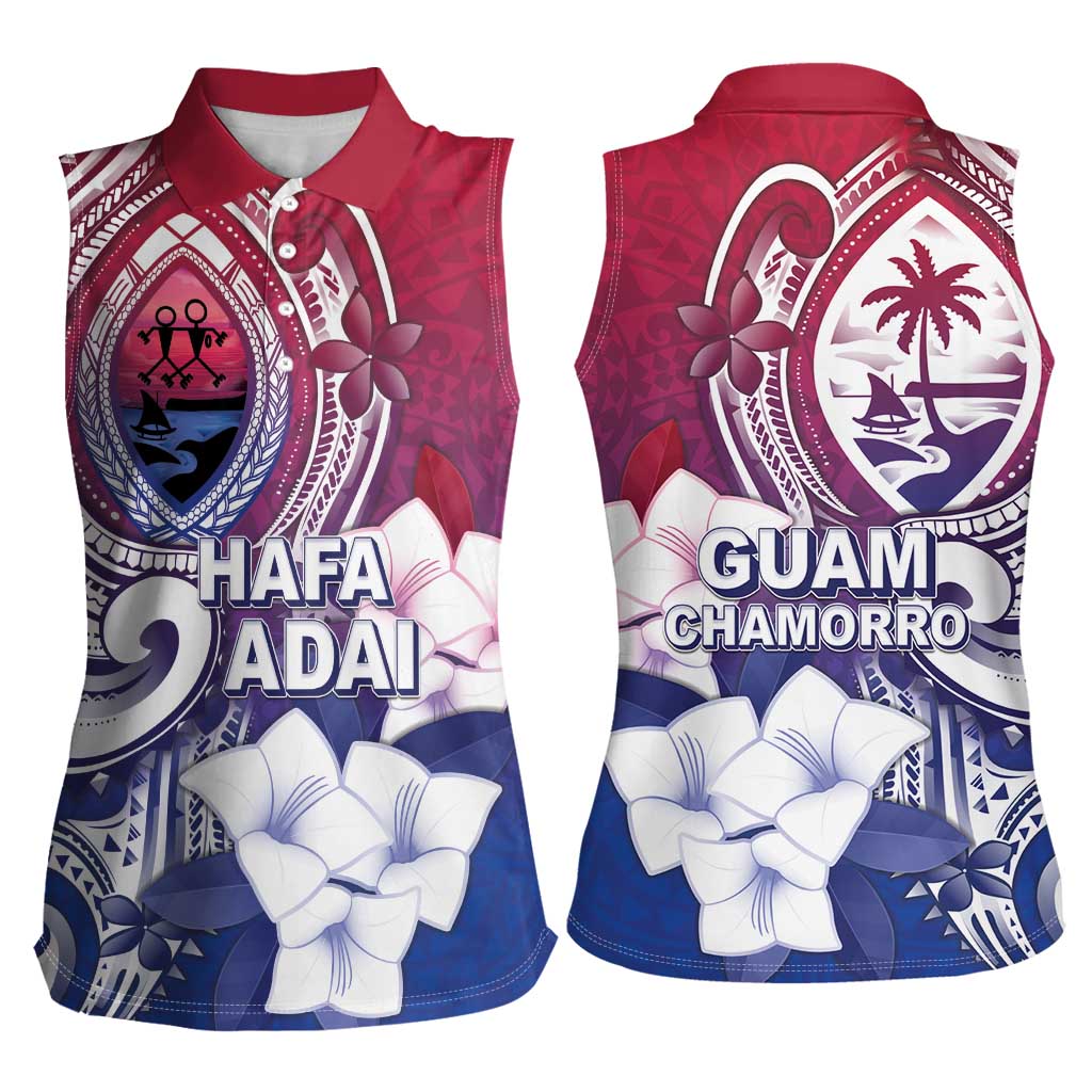 Guam Gadao Women Sleeveless Polo Shirt Hafa Adai Micronesian Tribal Pattern