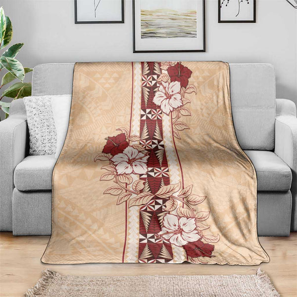 (Custom Personalised) Tonga Premium Blanket Tongan Coat Of Arms Ngatu Pattern LT14