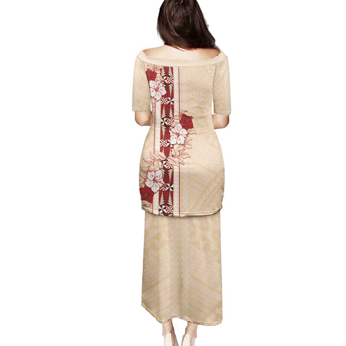 Tonga Language Week Family Matching Puletasi and Hawaiian Shirt Hibiscus Tongan Ngatu Pattern