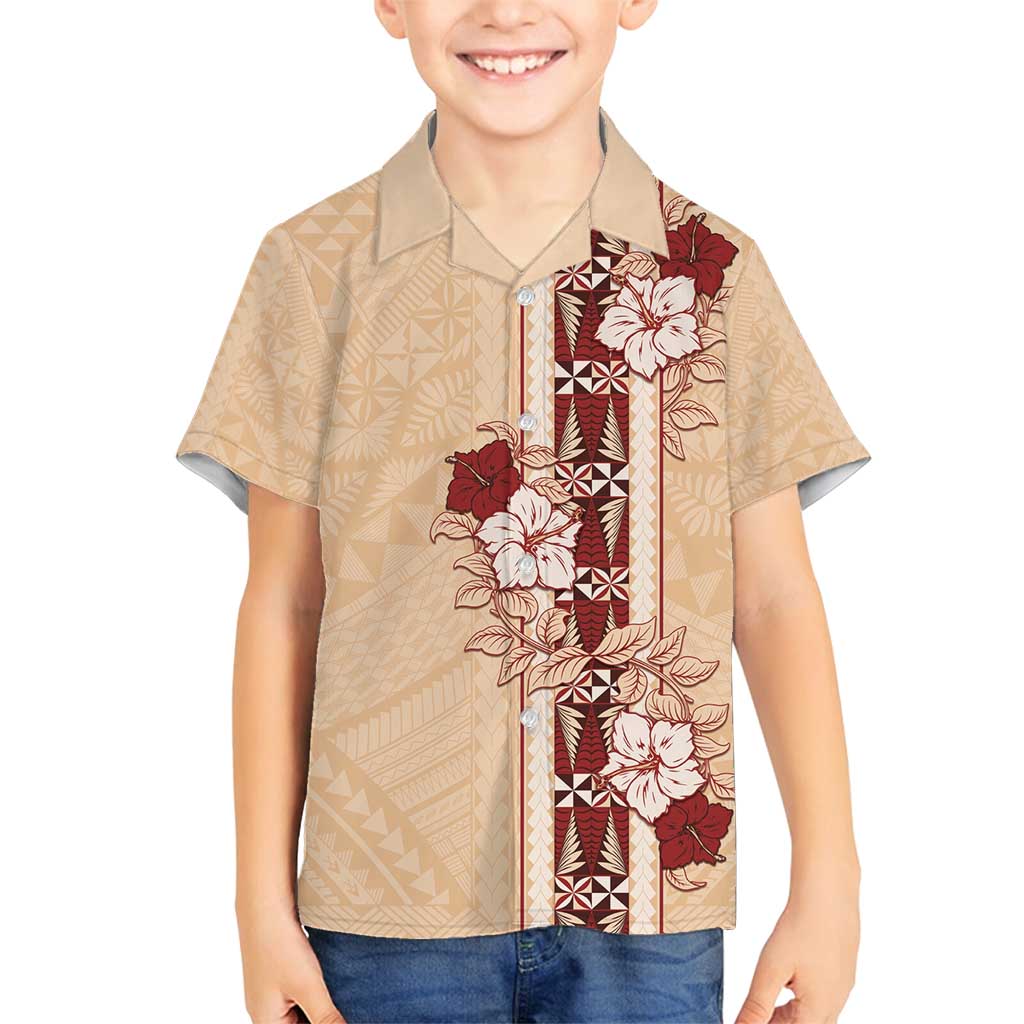 Tonga Language Week Family Matching Summer Maxi Dress and Hawaiian Shirt Hibiscus Tongan Ngatu Pattern