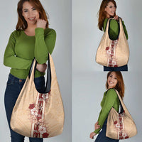 Tonga Language Week Grocery Bag Hibiscus Tongan Ngatu Pattern