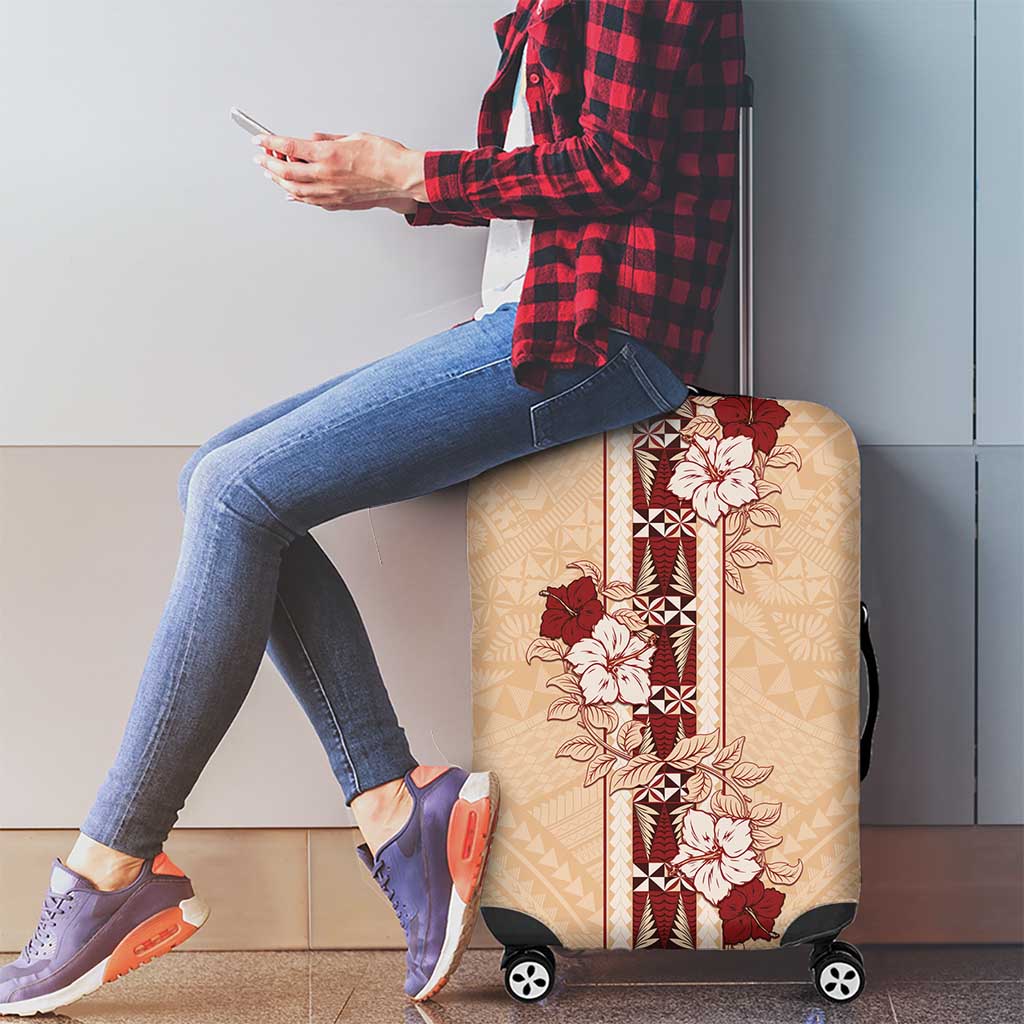 Tonga Language Week Luggage Cover Hibiscus Tongan Ngatu Pattern LT05 - Polynesian Pride