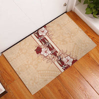Tonga Language Week Rubber Doormat Hibiscus Tongan Ngatu Pattern